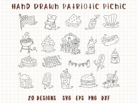 Download Hand Drawn 4th of July Picnic Doodle - Premium Resources