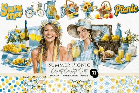 Download Summer Picnic Watercolor Clipart Set - Premium Resources