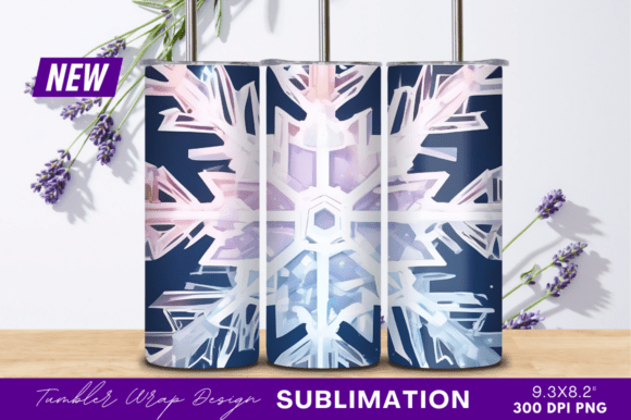 Download Detailed Snowflake Dark Blue Tumbler - Premium Bundle